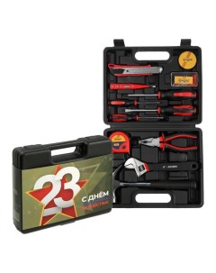 Набор инструментов в кейсе «23 ФЕВРАЛЯ», в подарочной упаковке, 12 предметов Tundra