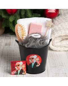Новогодний подарочный набор «, С НГ, детка», 5 предметов, полотенце 30×60 см, мочалка, расчёска Этель
