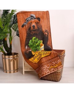 Полотенце вафельное «Банька парит», 60×146 см, хлопок 100% Этель