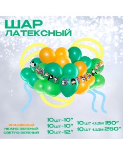 Воздушные шары латексные для оформления фотозоны «С днем рождения. Зверята», набор 40 шт. + гирлянда Neotex co