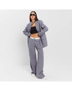 Брюки женские с контрастным поясом, размер 48, серые Mist