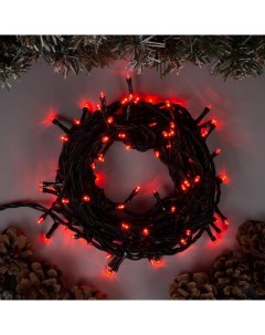 Гирлянда «Нить» 10 м, IP44, тёмная нить, 100 LED, свечение красное, 8 режимов, 220 В Luazon lighting