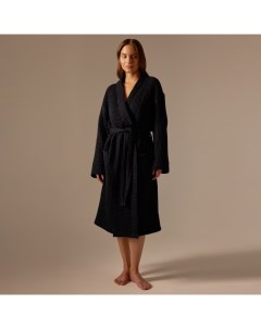 Халат вафельный женский SL HOME: Boho «Дарк Маре», размер S, хлопок 100%, чёрный Sima-land home