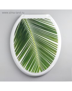 Сиденье для унитаза с крышкой «Декор. Пальма», 44.5×37 см, белое Русспласт
