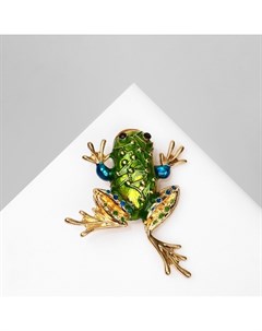 Брошь «Лягушка» с узором, цветная в золоте Qf