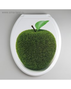 Сиденье для унитаза с крышкой «Декор. Яблоко», 44.5×37 см, белое Русспласт