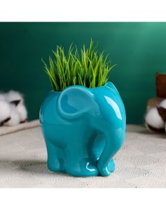 Горшок для цветов «Слоник» керамический, 350 мл, 12×8.5×10 см, голубой Take it easy