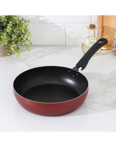 Сковорода Promo, d=24 см, пластиковая ручка, антипригарное покрытие, алюминий, бордовая Доляна