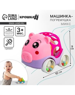 Машинка - погремушка «Свинка», с эластичными элементами Крошка я