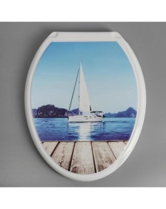 Сиденье для унитаза с крышкой Росспласт «Декор. Яхта», 44,5 х 37,5 см, белое Русспласт