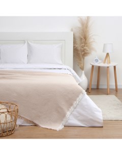 Плед с бахромой «» Waffle, 130×180 см, бежевый Этель