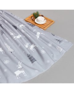 Плед флисовый новогодний «. Зимний лес», 100×150 см, серый, флис Этель