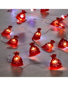 Гирлянда «Нить» 2 м роса с насадками «Мешок с подарками», IP20, серебристая нить, 20 LED, 2 режима, батарейки ААх2 (нет в комплекте), свечение белое Luazon lighting