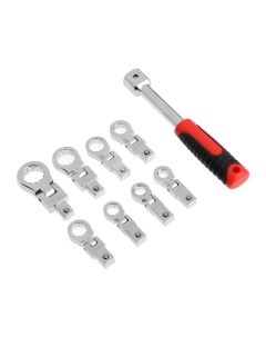 Набор накидных ключей, CrV, сменные поворотные головки 9 - 19 мм, 9 шт. Tundra