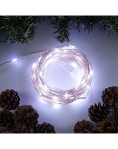 Гирлянда «Нить» 10 м роса, IP44, медная нить, 100 LED, свечение белое, мерцание, 220 В Luazon lighting