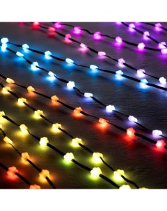 Умная гирлянда «Нить» 5 м роса с насадками «Цветочки», IP20, тёмная нить, 100 LED, пульт ДУ, приложение, свечение RGB, USB Luazon lighting