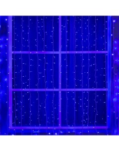 Гирлянда «Занавес» 2×6 м, IP44, УМС, белая нить, 1440 LED, свечение синее, 220 В Luazon lighting