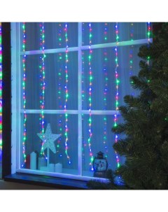 Гирлянда «Водопад» 2×1.5 м, IP44, прозрачная нить, 400 LED, свечение мульти, 8 режимов, 220 В Luazon lighting