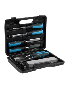 Набор стамесок, 2К рукоятки, 45 сталь, 6 - 38 мм, с набором для заточки, кейс, 6 шт. Tundra