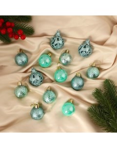 Ёлочные игрушки «Мелодия», шары новогодние, d=4 см, набор 30 шт., орнамент, зелёный Зимнее волшебство