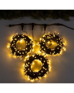 Гирлянда «Клип-лайт» 3 нити по 20 м, IP44, УМС, тёмная нить, 399 LED, свечение тёплое белое, мерцание, 24 В Luazon lighting