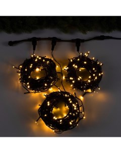 Гирлянда «Клип-лайт» 3 нити по 20 м, IP44, УМС, тёмная нить, 399 LED, свечение тёплое белое, мерцание всех светодиодов, 24 В Luazon lighting