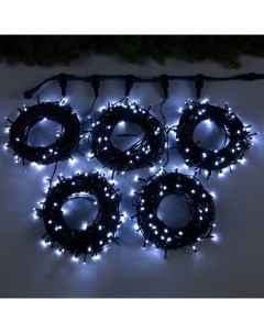Гирлянда «Клип-лайт» 5 нитей по 20 м, IP44, УМС, тёмная нить, 665 LED, свечение белое, мерцание всех светодиодов, 24 В Luazon lighting