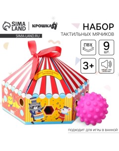 Развивающие тактильные мячики «Цирк», с пищалкой, в наборе 9 шт. Крошка я