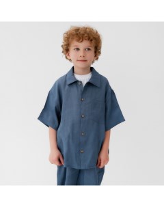 Рубашка для мальчика Linen, размер 32 (110-116 см), синяя Kaftan