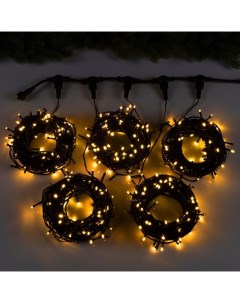 Гирлянда «Клип-лайт» 5 нитей по 20 м, IP44, УМС, тёмная нить, 665 LED, свечение тёплое белое, мерцание всех светодиодов, 24 В Luazon lighting