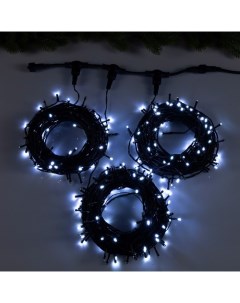 Гирлянда «Клип-лайт» 3 нити по 20 м, IP44, УМС, тёмная нить, 399 LED, свечение белое, мерцание всех светодиодов, 24 В Luazon lighting