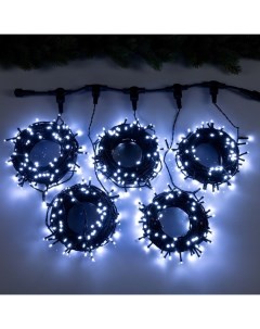 Гирлянда «Клип-лайт» 5 нитей по 20 м, IP44, УМС, тёмная нить, 665 LED, свечение белое, мерцание, 24 В Luazon lighting