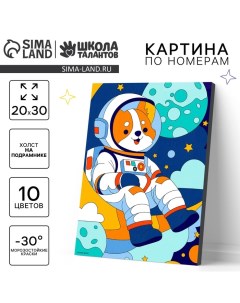 Картина по номерам для детей на холсте с подрамником «Корги космонавт», 20×30 см Школа талантов