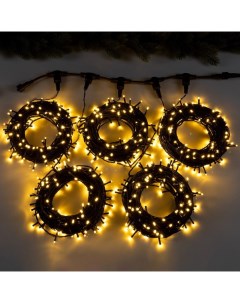Гирлянда «Клип-лайт» 5 нитей по 20 м, IP44, УМС, тёмная нить, 665 LED, свечение тёплое белое, мерцание, 24 В Luazon lighting