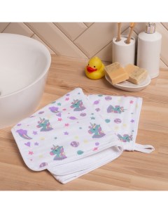 Полотенце детское двухслойное махра/муслин «. Единороги», 50×90 см, хлопок100% Крошка я