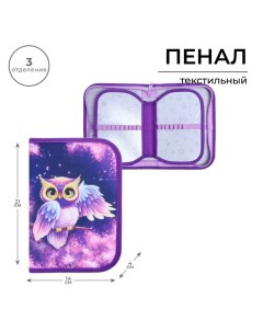 Пенал школьный, 3 секции, 14×21×4 см «Совушка» Calligrata