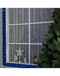 Гирлянда «Занавес» 2×9 м, IP44, УМС, тёмная нить, 1800 LED, свечение белое, мерцание, 220 В Luazon lighting