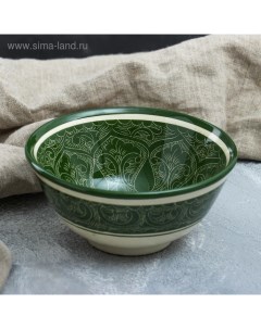 Коса Риштанская Керамика, 550 мл, d=15,5 см, керамика, зелёная Шафран