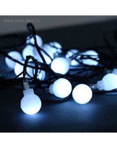 Гирлянда «Нить» 5 м с насадками «Шарики белые», IP20, тёмная нить, 30 LED, свечение белое, 8 режимов, 220 В Luazon lighting