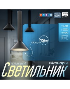 Светильник трековый SLIM "Фонарь" LED 12Вт 3000K-6000К 48V CRI90 черный 17х17х39-139см Bayerlux