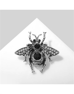 Брошь «Муха» классика, цвет чёрный в чернёном серебре Qf