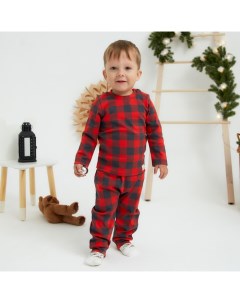 Костюм: джемпер и брюки «Клеточка», рост 68-74 см, красный Крошка я