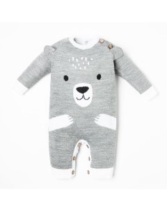 Комбинезон вязаный «Мишка», рост 80-86 см, серый Крошка я