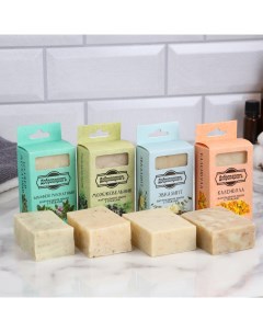 Натуральное мыло "Эвкалипт, Календула, Можжевельник, Шалфей" набор 4 шт. по 100 г Добропаровъ