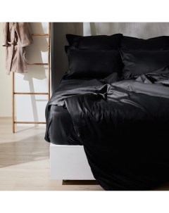 Простыня на резинке 2-спальная SL Home Tencel, 180×200+30 см, чёрная, тенсель Sima-land home