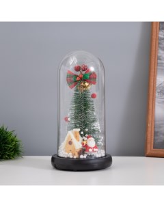 Фигурка светящаяся колба «Дед Мороз и пряничный домик», LED-ночник, 1.5 Вт, 3×AAA, чёрный, USB, 11×11×21 см Risalux