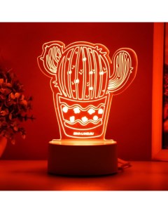 Светильник 3D «Кактус», LED-ночник, белый 14×9.5×15 см Risalux