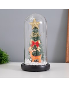 Фигурка светящаяся колба «Ёлка с бантом», LED-ночник, 1.5 Вт, 3×AAA, чёрный, USB, 11×11×21 см Risalux