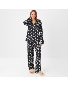 Пижама женская (рубашка, брюки) Gussi, размер 48-50, чёрная Kaftan