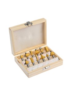 Набор фрез по дереву, деревянный ящик, хвостовик 8 мм, 12 шт. Tundra